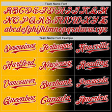 Load image into Gallery viewer, Custom Black Red Gold-White Authentic Gradient Fashion Baseball Jersey
