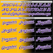 Load image into Gallery viewer, Custom Black Purple Gold-White Authentic Gradient Fashion Baseball Jersey
