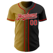 Load image into Gallery viewer, Custom Black Red Old Gold-White Authentic Gradient Fashion Baseball Jersey

