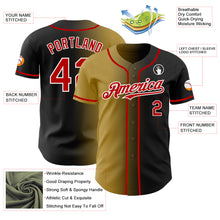 Load image into Gallery viewer, Custom Black Red Old Gold-White Authentic Gradient Fashion Baseball Jersey
