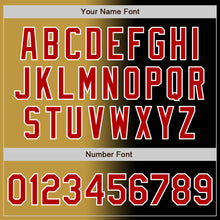 Load image into Gallery viewer, Custom Black Red Old Gold-White Authentic Gradient Fashion Baseball Jersey
