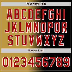 Custom Black Red Old Gold-White Authentic Gradient Fashion Baseball Jersey