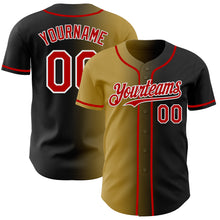 Load image into Gallery viewer, Custom Black Red Old Gold-White Authentic Gradient Fashion Baseball Jersey
