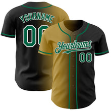 Load image into Gallery viewer, Custom Black Kelly Green Old Gold-White Authentic Gradient Fashion Baseball Jersey
