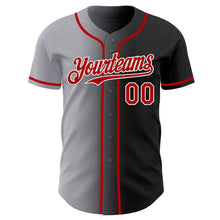 Load image into Gallery viewer, Custom Black Red Gray-White Authentic Gradient Fashion Baseball Jersey
