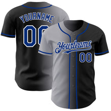 Load image into Gallery viewer, Custom Black Royal Gray-White Authentic Gradient Fashion Baseball Jersey
