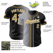 Load image into Gallery viewer, Custom Black Old Gold Gray-White Authentic Gradient Fashion Baseball Jersey
