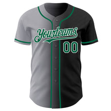 Load image into Gallery viewer, Custom Black Kelly Green Gray-White Authentic Gradient Fashion Baseball Jersey
