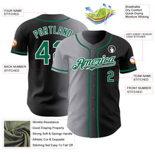 Load image into Gallery viewer, Custom Black Kelly Green Gray-White Authentic Gradient Fashion Baseball Jersey
