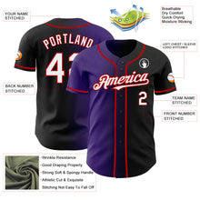Load image into Gallery viewer, Custom Black White Purple-Red Authentic Gradient Fashion Baseball Jersey
