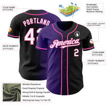 Load image into Gallery viewer, Custom Black White Purple-Pink Authentic Gradient Fashion Baseball Jersey
