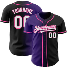 Load image into Gallery viewer, Custom Black White Purple-Pink Authentic Gradient Fashion Baseball Jersey
