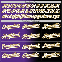 Load image into Gallery viewer, Custom Black White Purple-Old Gold Authentic Gradient Fashion Baseball Jersey
