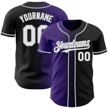 Load image into Gallery viewer, Custom Black White Purple-Gray Authentic Gradient Fashion Baseball Jersey
