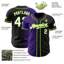 Load image into Gallery viewer, Custom Black White Purple-Neon Green Authentic Gradient Fashion Baseball Jersey
