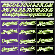 Load image into Gallery viewer, Custom Black White Purple-Neon Green Authentic Gradient Fashion Baseball Jersey
