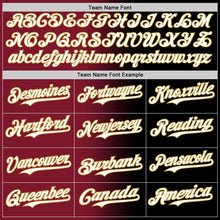 Load image into Gallery viewer, Custom Black White Crimson-Old Gold Authentic Gradient Fashion Baseball Jersey
