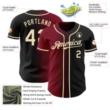 Load image into Gallery viewer, Custom Black Cream-Crimson Authentic Gradient Fashion Baseball Jersey
