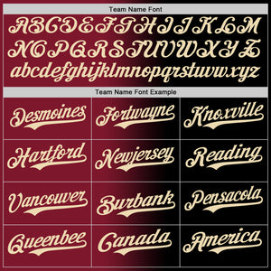 Custom Black Cream-Crimson Authentic Gradient Fashion Baseball Jersey