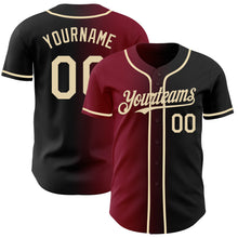 Load image into Gallery viewer, Custom Black Cream-Crimson Authentic Gradient Fashion Baseball Jersey
