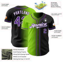 Load image into Gallery viewer, Custom Black Purple Neon Green-White Authentic Gradient Fashion Baseball Jersey
