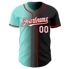 Load image into Gallery viewer, Custom Black White Ice Blue-Red Authentic Gradient Fashion Baseball Jersey
