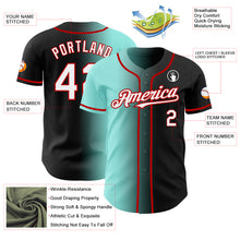 Load image into Gallery viewer, Custom Black White Ice Blue-Red Authentic Gradient Fashion Baseball Jersey
