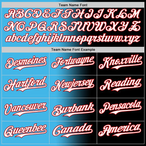 Custom Black White Sky Blue-Red Authentic Gradient Fashion Baseball Jersey