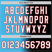 Load image into Gallery viewer, Custom Black White Sky Blue-Red Authentic Gradient Fashion Baseball Jersey

