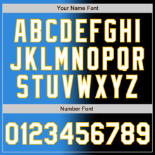 Load image into Gallery viewer, Custom Black White Electric Blue-Gold Authentic Gradient Fashion Baseball Jersey
