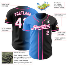 Load image into Gallery viewer, Custom Black White Electric Blue-Pink Authentic Gradient Fashion Baseball Jersey
