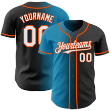 Load image into Gallery viewer, Custom Black White Panther Blue-Orange Authentic Gradient Fashion Baseball Jersey
