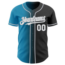 Load image into Gallery viewer, Custom Black White Panther Blue-Gray Authentic Gradient Fashion Baseball Jersey
