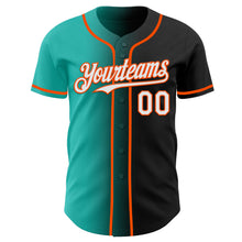 Load image into Gallery viewer, Custom Black White Aqua-Orange Authentic Gradient Fashion Baseball Jersey
