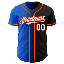Load image into Gallery viewer, Custom Black White Thunder Blue-Orange Authentic Gradient Fashion Baseball Jersey
