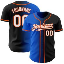 Load image into Gallery viewer, Custom Black White Thunder Blue-Orange Authentic Gradient Fashion Baseball Jersey
