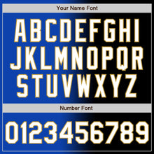 Load image into Gallery viewer, Custom Black White Thunder Blue-Old Gold Authentic Gradient Fashion Baseball Jersey
