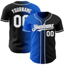 Load image into Gallery viewer, Custom Black White Thunder Blue-Gray Authentic Gradient Fashion Baseball Jersey

