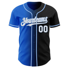 Load image into Gallery viewer, Custom Black White Thunder Blue-Light Blue Authentic Gradient Fashion Baseball Jersey
