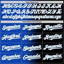 Load image into Gallery viewer, Custom Black White Thunder Blue-Light Blue Authentic Gradient Fashion Baseball Jersey
