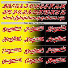 Load image into Gallery viewer, Custom Black Red Light Yellow-White Authentic Gradient Fashion Baseball Jersey
