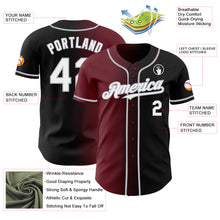 Load image into Gallery viewer, Custom Black White Burgundy-Gray Authentic Gradient Fashion Baseball Jersey
