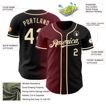 Load image into Gallery viewer, Custom Black Cream-Burgundy Authentic Gradient Fashion Baseball Jersey
