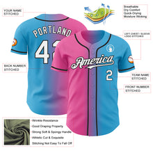 Load image into Gallery viewer, Custom Sky Blue White Pink-Black Authentic Gradient Fashion Baseball Jersey
