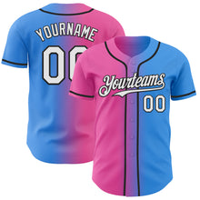 Load image into Gallery viewer, Custom Electric Blue White Pink-Black Authentic Gradient Fashion Baseball Jersey
