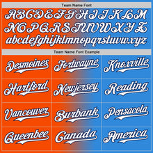 Load image into Gallery viewer, Custom Electric Blue White Orange-Navy Authentic Gradient Fashion Baseball Jersey
