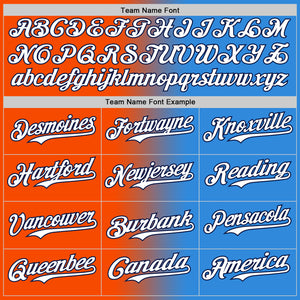 Custom Electric Blue White Orange-Navy Authentic Gradient Fashion Baseball Jersey