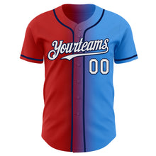 Load image into Gallery viewer, Custom Electric Blue White Red-Navy Authentic Gradient Fashion Baseball Jersey
