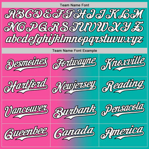 Custom Aqua White Pink-Black Authentic Gradient Fashion Baseball Jersey