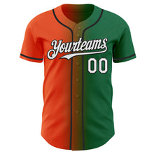 Load image into Gallery viewer, Custom Kelly Green White Orange-Black Authentic Gradient Fashion Baseball Jersey
